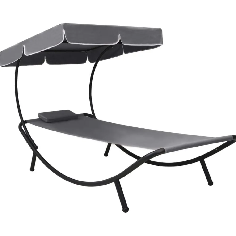 vidaXL Lit de repos d'extérieur avec auvent et oreiller