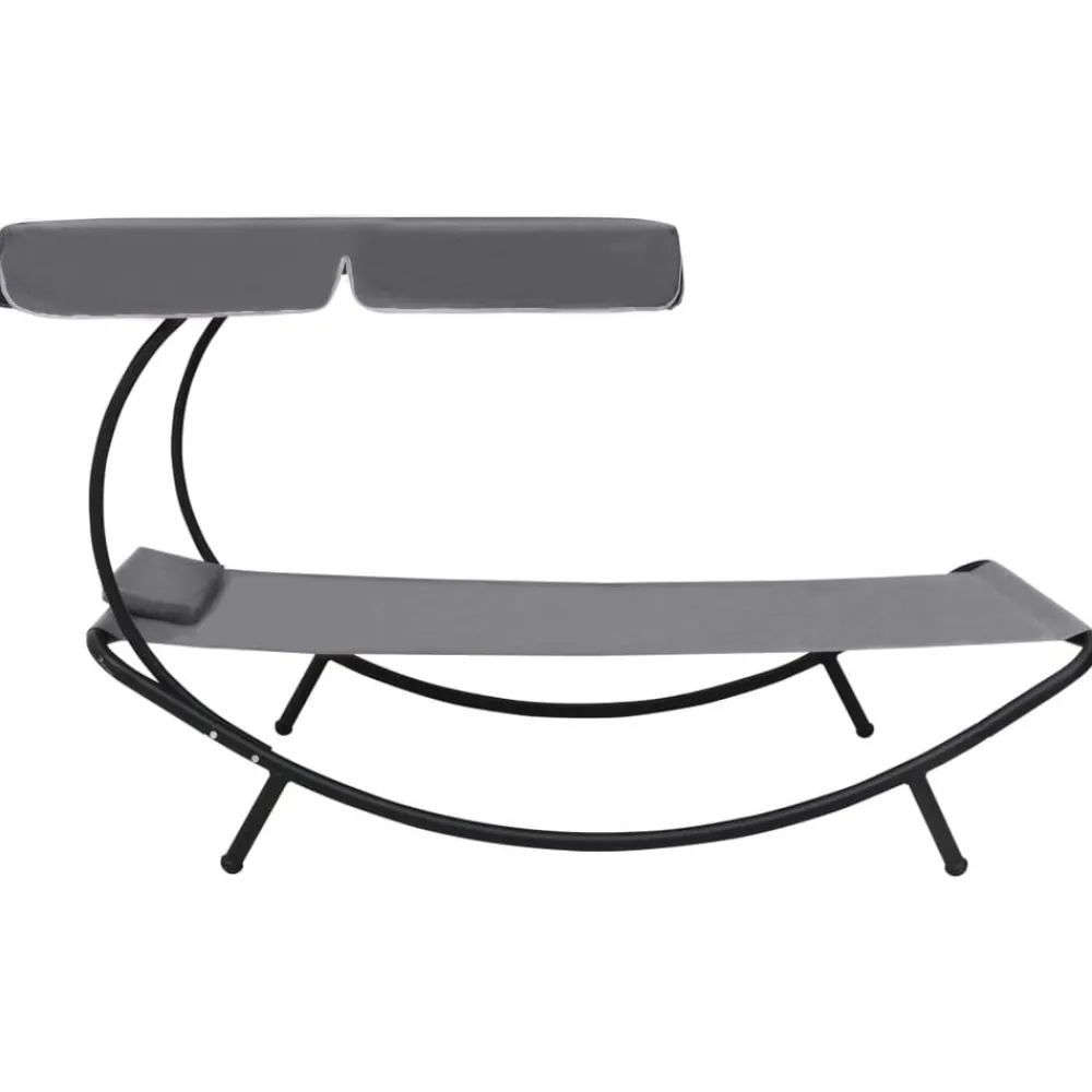vidaXL Lit de repos d'extérieur avec auvent et oreiller