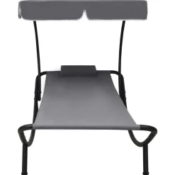 vidaXL Lit de repos d'extérieur avec auvent et oreiller