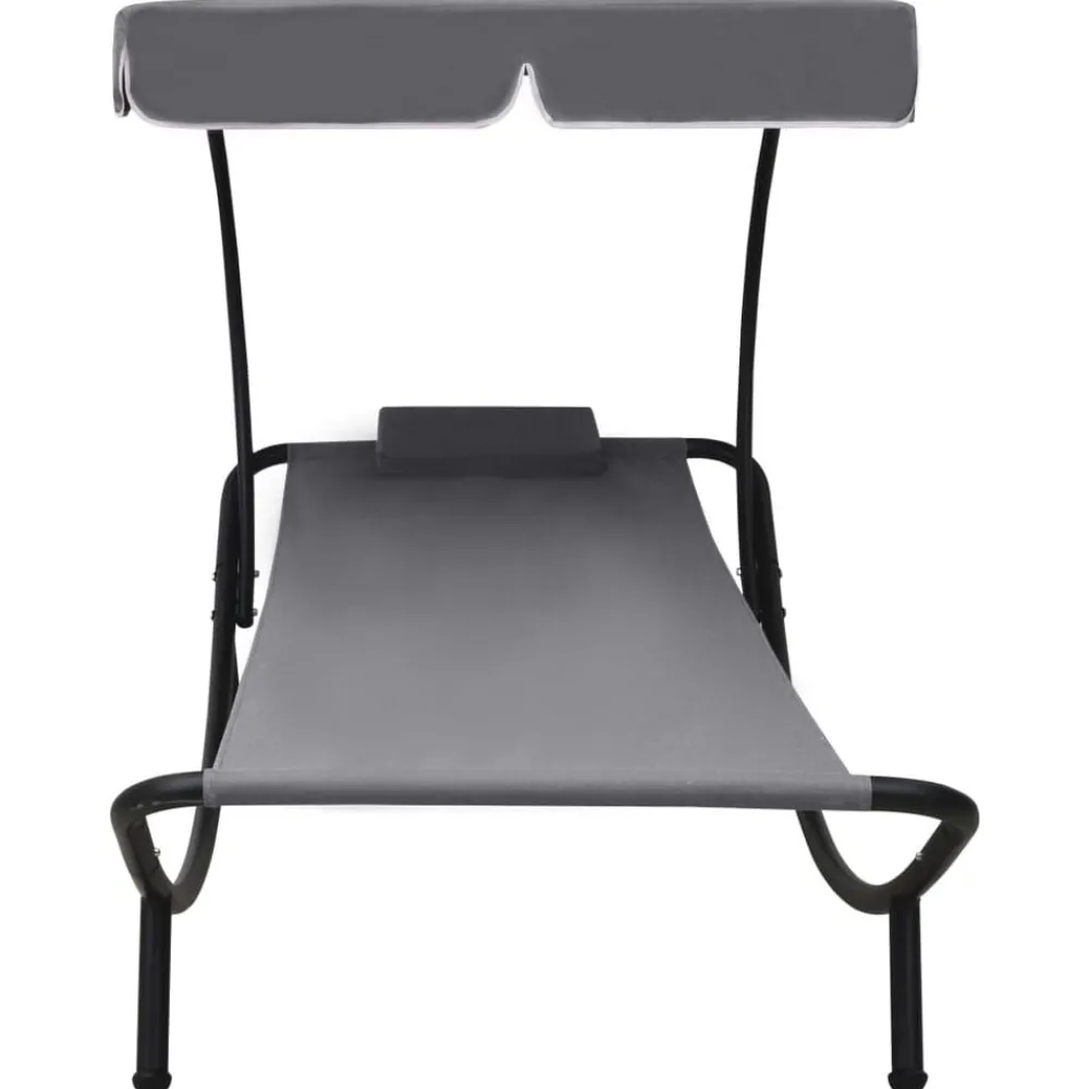vidaXL Lit de repos d'extérieur avec auvent et oreiller