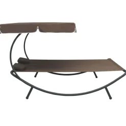 vidaXL Lit de repos d'extérieur avec auvent et oreillers