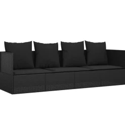 vidaXL Lit de salon d'extérieur avec coussins Résine tressée