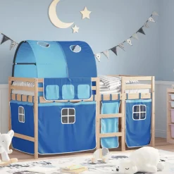 Lits & Accessoires-vidaXL Lit mezzanine enfants avec tunnel sans matelas 90x190 cm Bleu