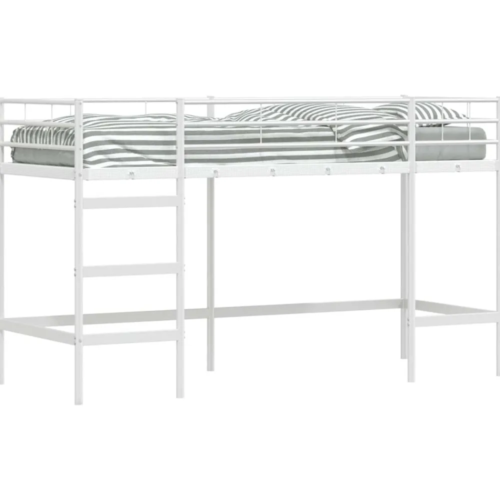 Lits & Accessoires-vidaXL Lit mezzanine pour enfants 74,5 x 190 cm Acier Blanc