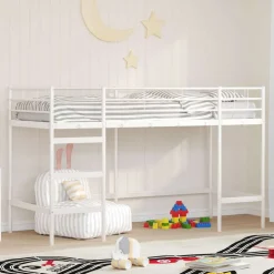 Lits & Accessoires-vidaXL Lit mezzanine pour enfants 74,5 x 190 cm Acier Blanc