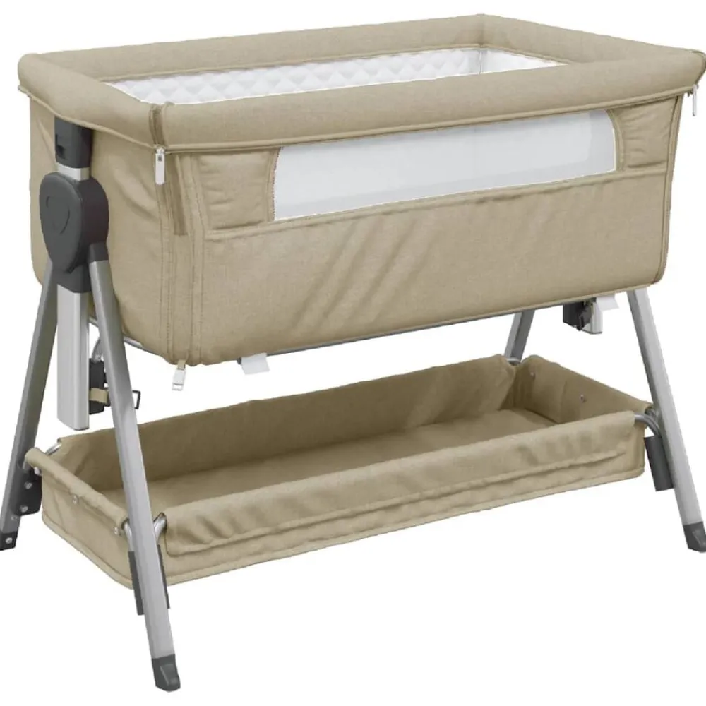vidaXL Lit pour bébé avec matelas Tissu de lin