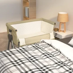 vidaXL Lit pour bébé avec matelas Tissu de lin