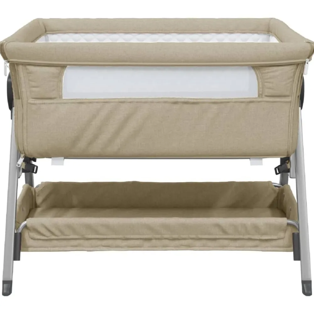 vidaXL Lit pour bébé avec matelas Tissu de lin