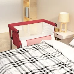 Mobilier Pour Bébés & Tout-Petits-vidaXL Lit pour bébé avec matelas Tissu de lin Rouge