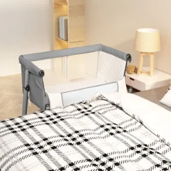 vidaXL Lit pour bébé avec matelas Tissu de lin