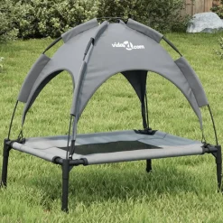 vidaXL Lit pour chien avec auvent anthracite tissu Oxford et acier