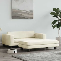 Articles Pour Animaux De Compagnie-vidaXL Lit pour chien avec extension crème 100x50x30 cm velours Cr&egrave;me