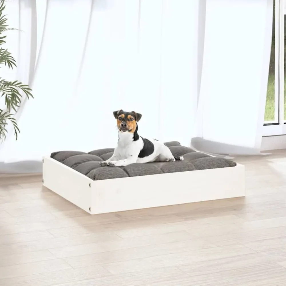 Articles Pour Animaux De Compagnie-vidaXL Lit pour chien 51,5x44x9 cm Bois de pin solide Blanc