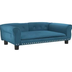 Articles Pour Animaux De Compagnie-vidaXL Lit pour chien 95x55x30 cm velours Bleu