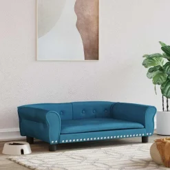 Articles Pour Animaux De Compagnie-vidaXL Lit pour chien 95x55x30 cm velours Bleu