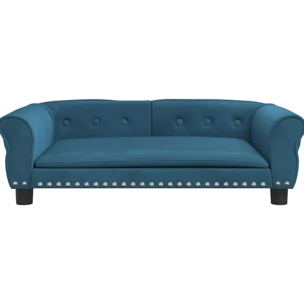 Articles Pour Animaux De Compagnie-vidaXL Lit pour chien 95x55x30 cm velours Bleu
