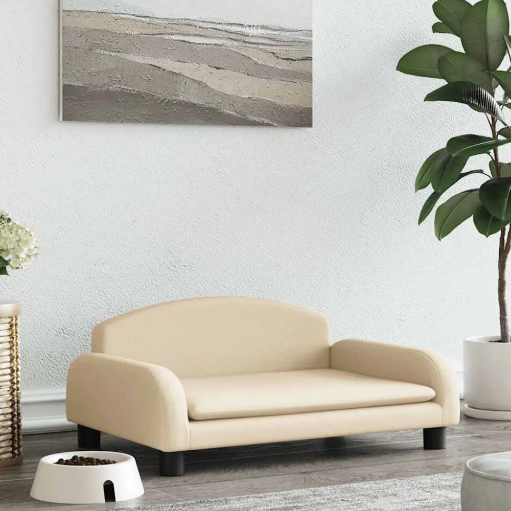 Articles Pour Animaux De Compagnie-vidaXL Lit pour chien crème 70x45x30 cm tissu Crème