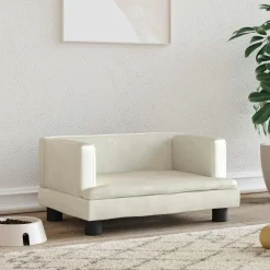 Articles Pour Animaux De Compagnie-vidaXL Lit pour chien crème 60x40x30 cm velours Cr&egrave;me