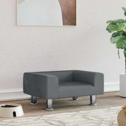 Articles Pour Animaux De Compagnie-vidaXL Lit pour chien 50x40x26,5 cm velours Gris foncé