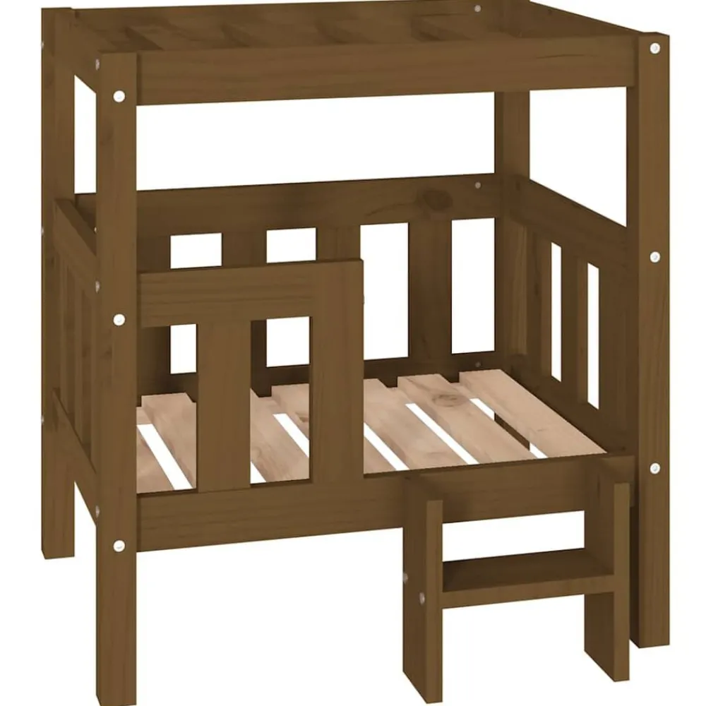 Articles Pour Animaux De Compagnie-vidaXL Lit pour chien 65,5x50,5x70 cm Bois de pin solide marron miel