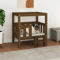 Articles Pour Animaux De Compagnie-vidaXL Lit pour chien 65,5x50,5x70 cm Bois de pin solide marron miel