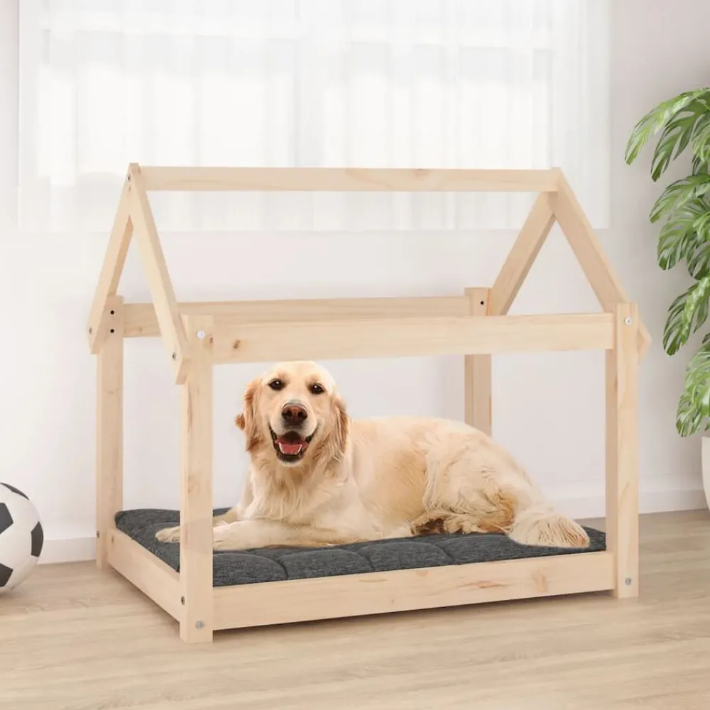 Articles Pour Animaux De Compagnie-vidaXL Lit pour chien 81x60x70 cm Bois de pin solide Naturel