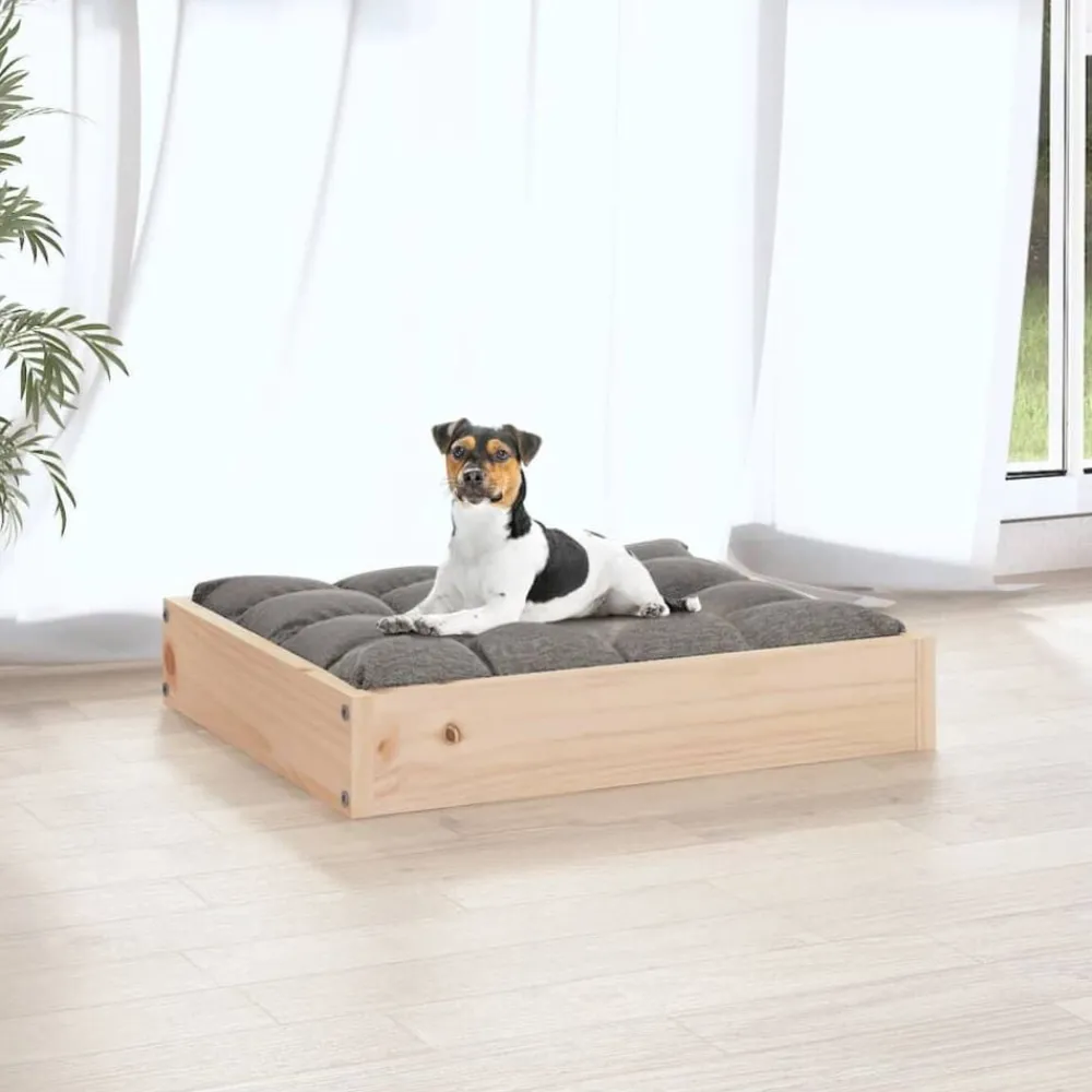 Articles Pour Animaux De Compagnie-vidaXL Lit pour chien 51,5x44x9 cm Bois de pin solide Naturel