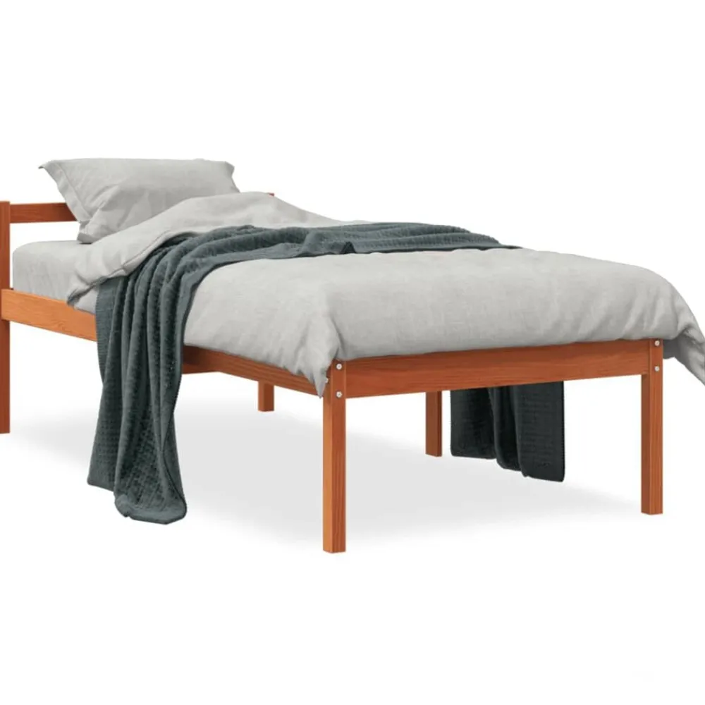 Lits & Accessoires-vidaXL Lit pour personne âgée sans matelas 75x190 cm bois pin massif Cire marron