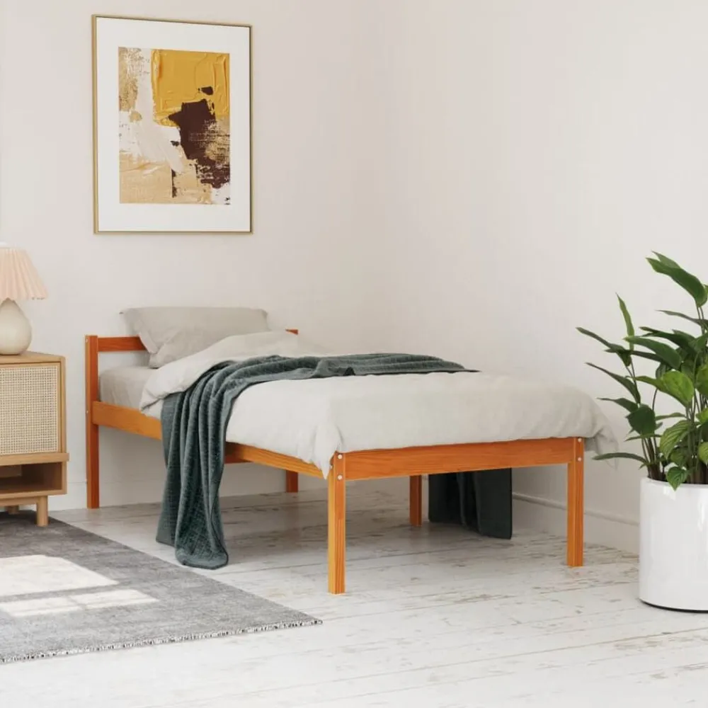 Lits & Accessoires-vidaXL Lit pour personne âgée sans matelas 75x190 cm bois pin massif Cire marron