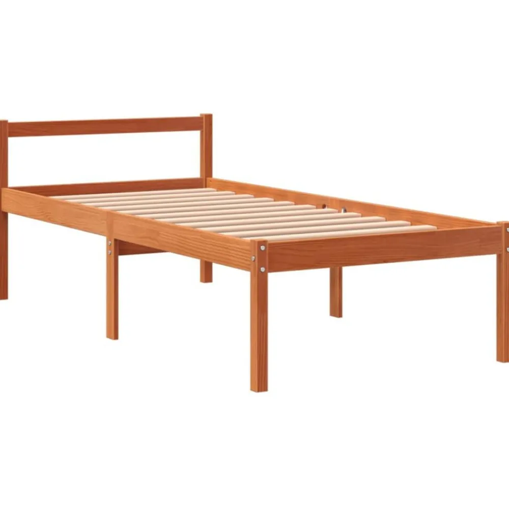 Lits & Accessoires-vidaXL Lit pour personne âgée sans matelas 75x190 cm bois pin massif Cire marron