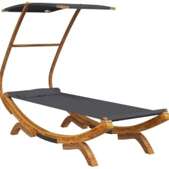 Mobilier De Jardin-vidaXL Lit repos et auvent 100x190x134cm Bois courbé massif Anthracite