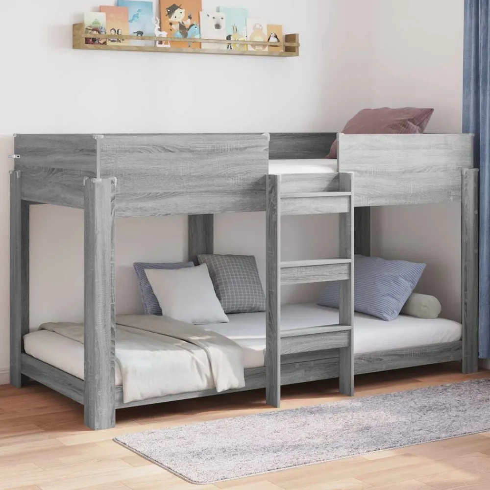 Lits & Accessoires-vidaXL Lit Superposé pour Enfants Gris Sonoma 100 x 200 cm Sonoma gris