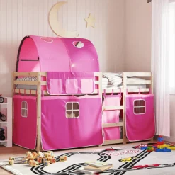 Lits & Accessoires-vidaXL Lit superposé sans matelas 90x200 cm bois de pin massif Rose