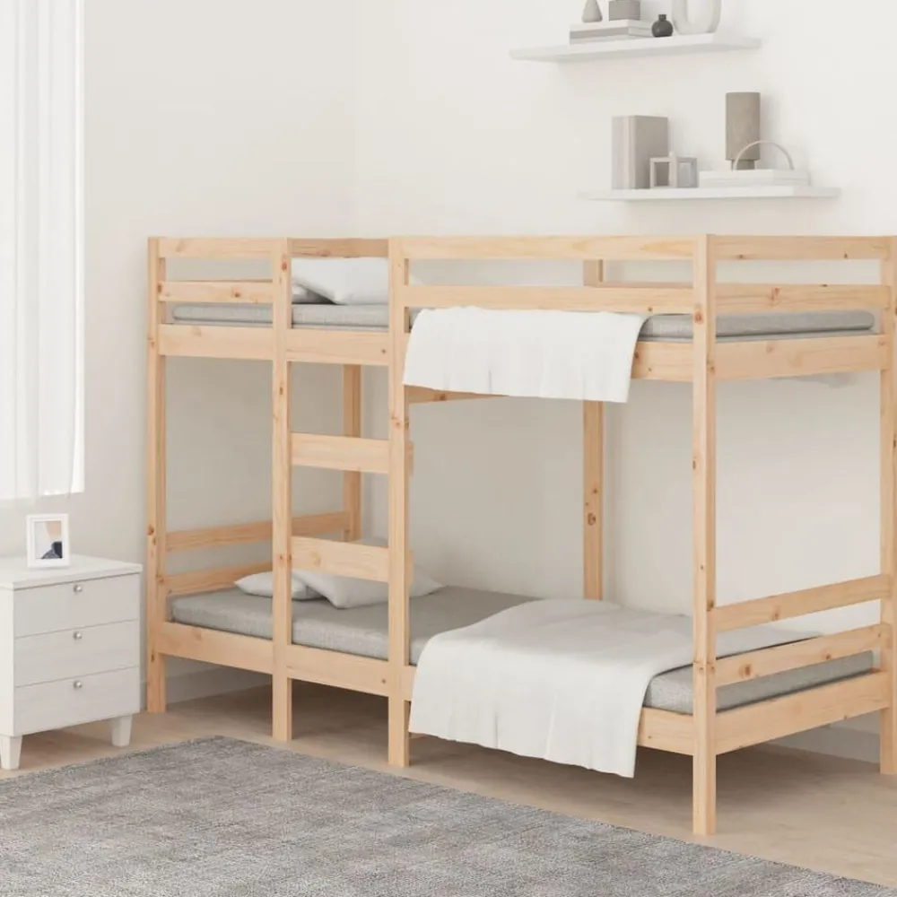 Lits & Accessoires-vidaXL Lit superposé sans matelas 90x200 cm bois de pin massif Naturel
