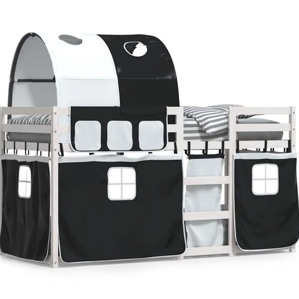 Lits & Accessoires-vidaXL Lit superposé sans matelas 90x200 cm bois de pin massif Blanc et noir