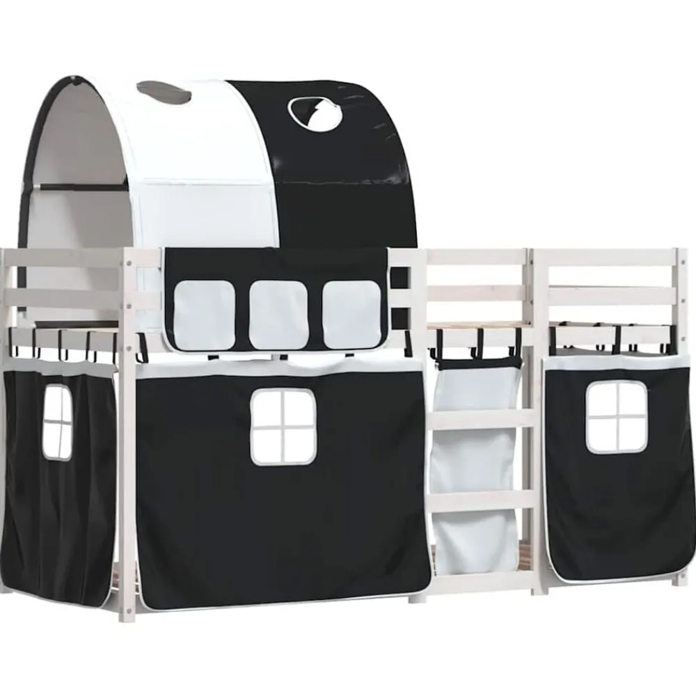Lits & Accessoires-vidaXL Lit superposé sans matelas 90x200 cm bois de pin massif Blanc et noir