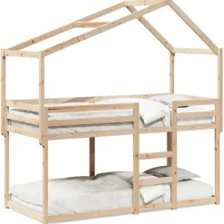 Lits & Accessoires-vidaXL Lit superposé sans matelas 90x200 cm bois de pin massif Naturel