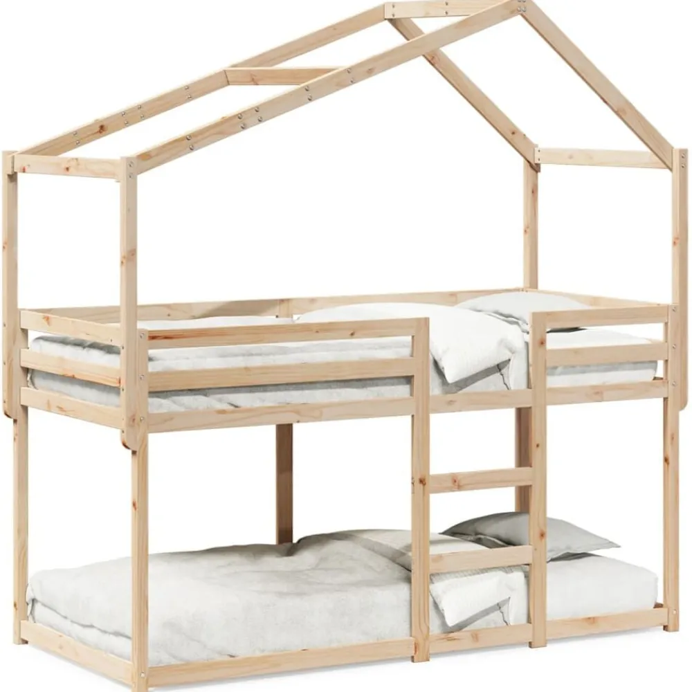 Lits & Accessoires-vidaXL Lit superposé sans matelas 90x200 cm bois de pin massif Naturel