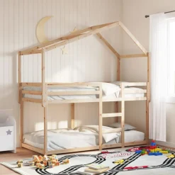 Lits & Accessoires-vidaXL Lit superposé sans matelas 90x200 cm bois de pin massif Naturel
