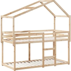 Lits & Accessoires-vidaXL Lit superposé sans matelas 90x200 cm bois de pin massif Naturel