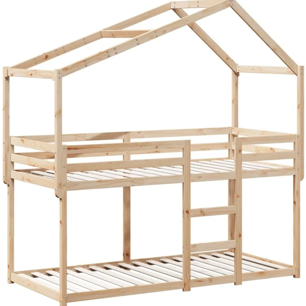 Lits & Accessoires-vidaXL Lit superposé sans matelas 90x200 cm bois de pin massif Naturel