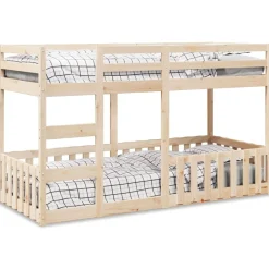 Lits & Accessoires-vidaXL Lit superposé 80x200 cm Bois de pin massif Naturel