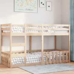 Lits & Accessoires-vidaXL Lit superposé 80x200 cm Bois de pin massif Naturel