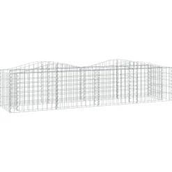 Pelouses & Jardins-vidaXL Lit surélevé à gabions arqué 200x50x50 cm Fer galvanisé