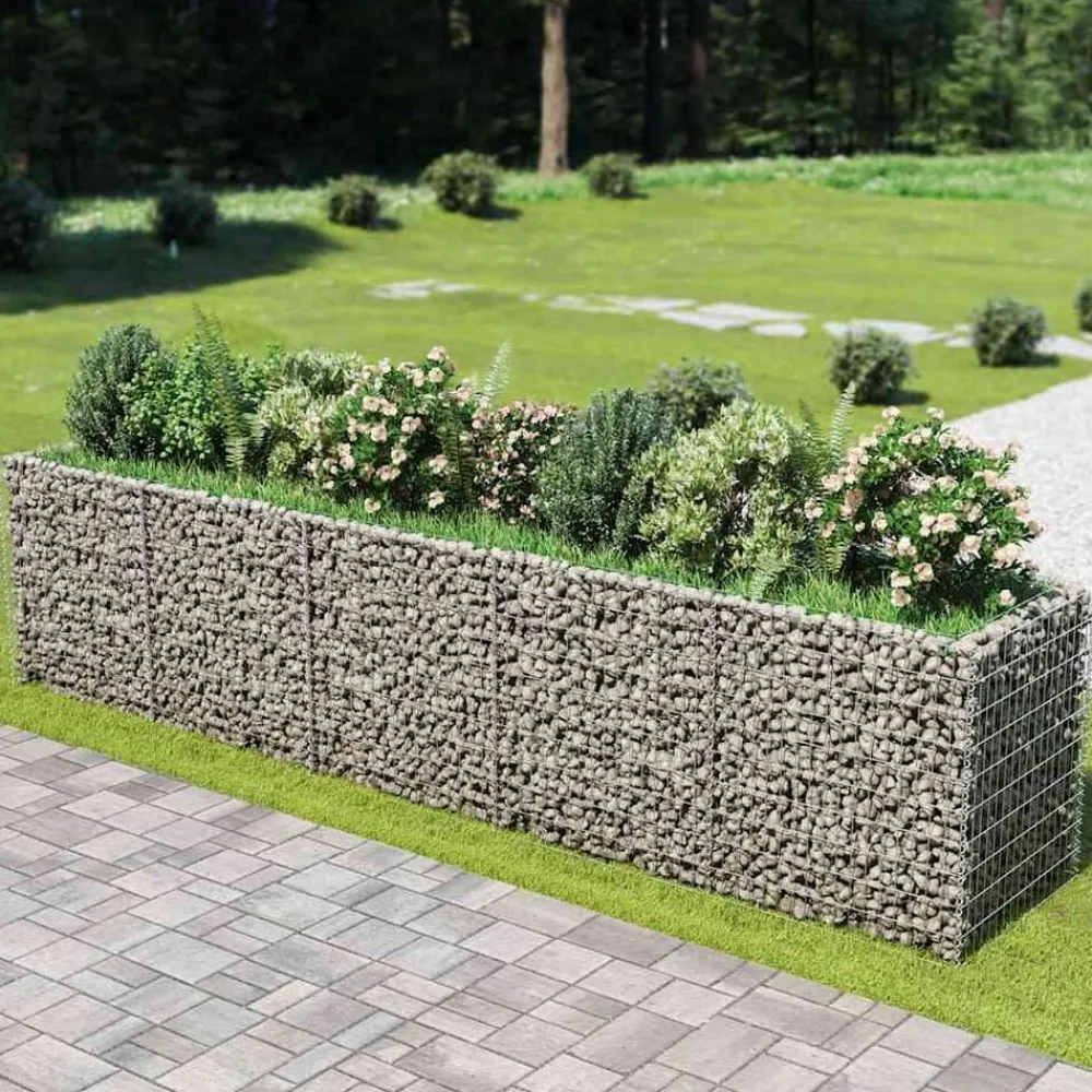 Pelouses & Jardins-vidaXL Lit surélevé à gabion Acier galvanisé 450x90x100 cm