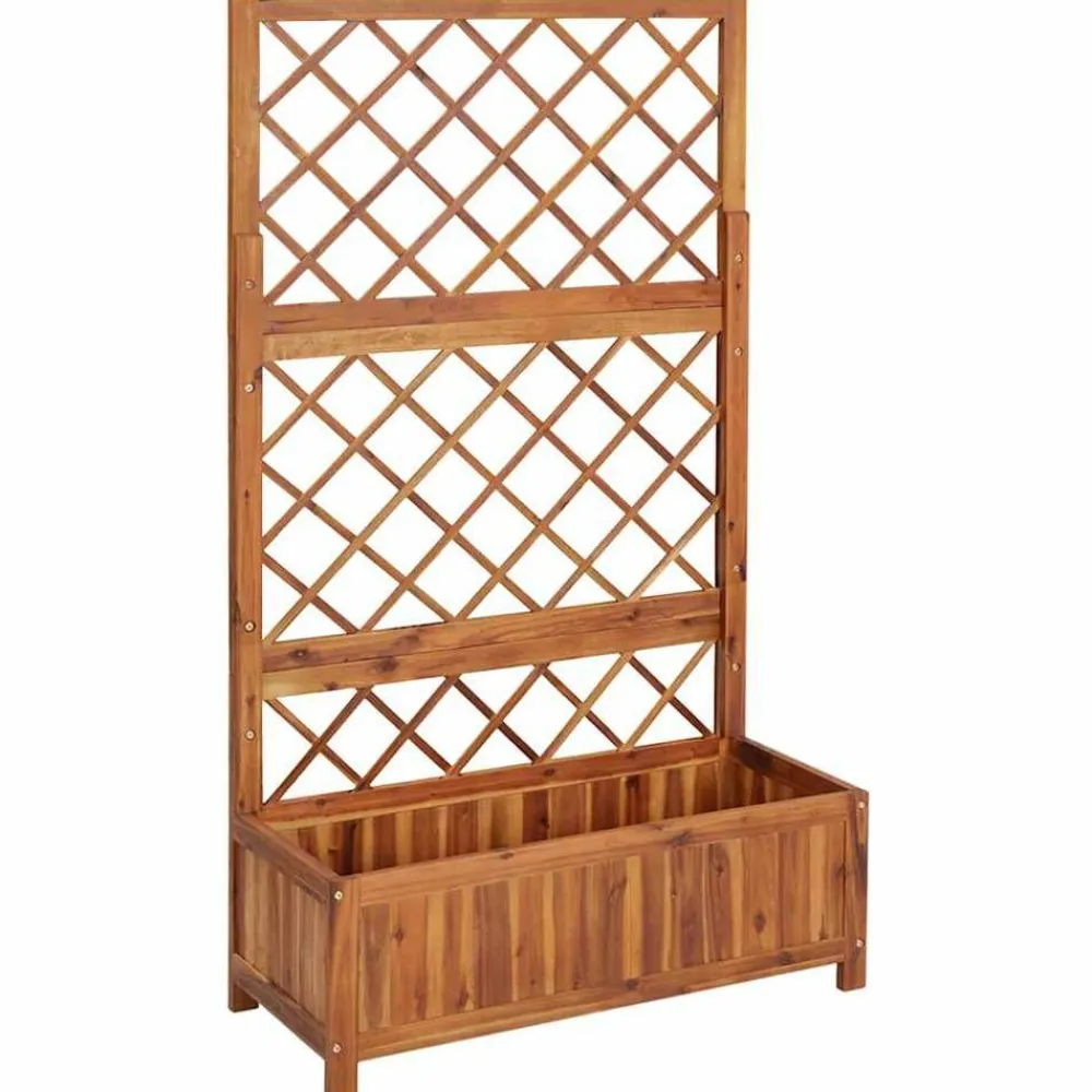 Pelouses & Jardins-vidaXL Lit surélevé avec treillis 85x38x150 cm Bois massif d'acacia