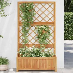 Pelouses & Jardins-vidaXL Lit surélevé avec treillis 85x38x150 cm Bois massif d'acacia