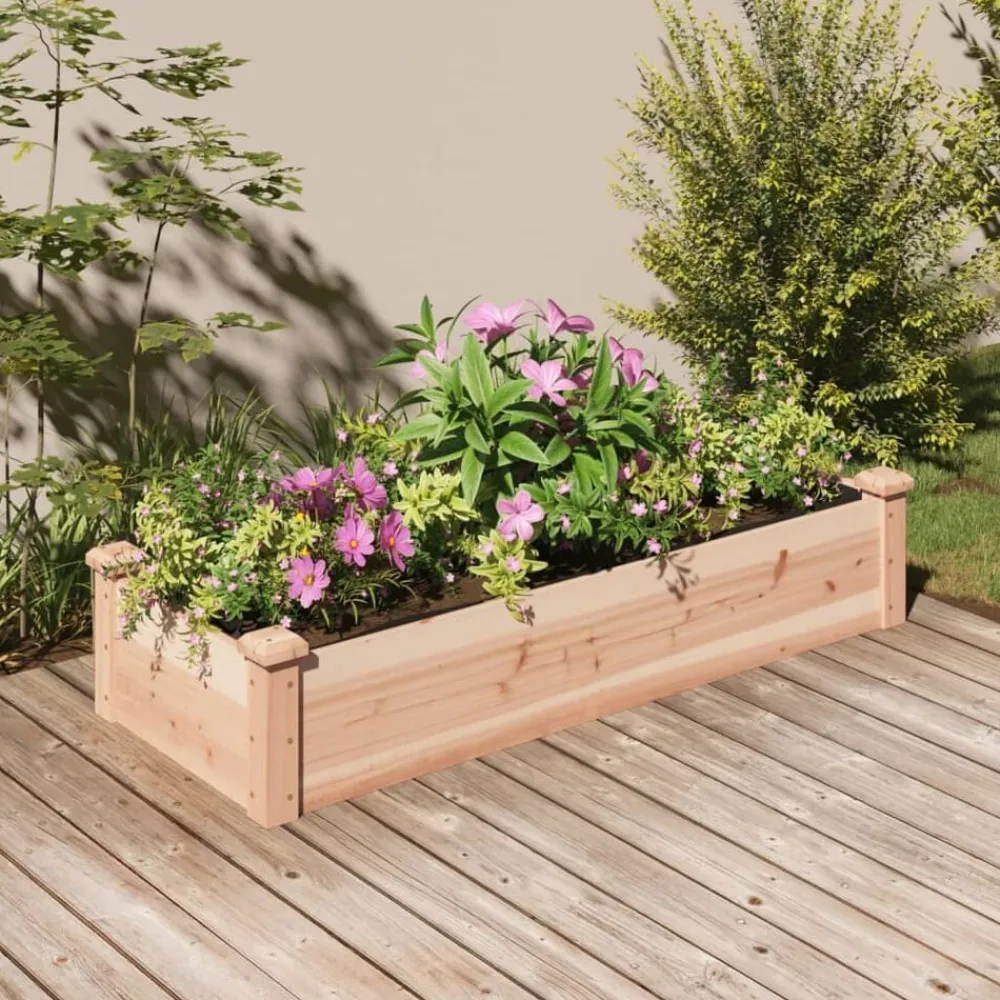 Pelouses & Jardins-vidaXL Lit surélevé de jardin doublure 120x45x25 cm bois massif sapin Naturel