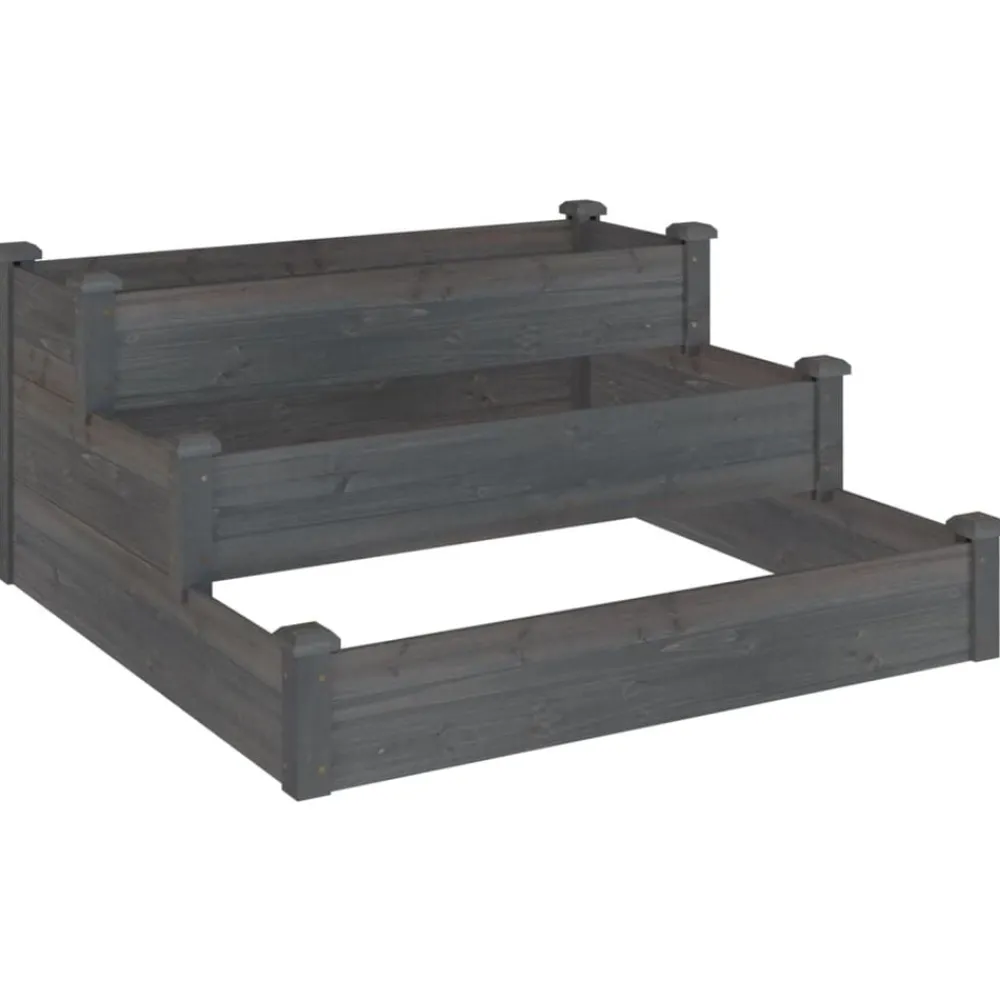 Pelouses & Jardins-vidaXL Lit surélevé de jardin 120x120x56 cm bois massif de sapin Gris