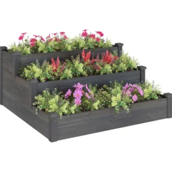 Pelouses & Jardins-vidaXL Lit surélevé de jardin 120x120x56 cm bois massif de sapin Gris